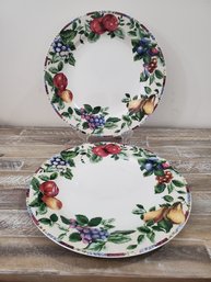 Two Oneida Casual Dining Sakura Sonoma Excell Round Serving Chop Plates Platters