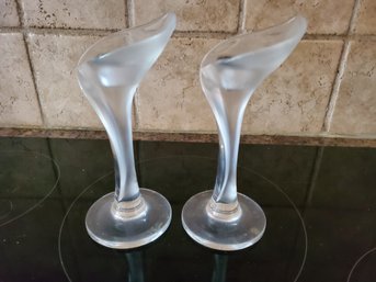 Pretty Pair Calla Lily Glass Table Candle Holders