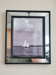 Mirror Framed Black & White Sail Boat Photograph