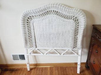 Vintage White Wicker Single Twin Bed Headboard