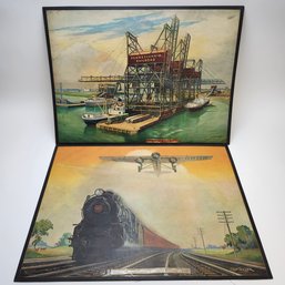 Pair G Of Train Prints By Grif Teller PRR