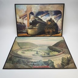 Pair I Of Train Prints By Grif Teller PRR