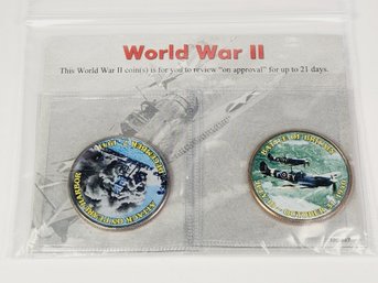 Colorized Painted Kennedy Half Dollars World War II - Pearl Harbor / Battle Of Britain 2 Coins