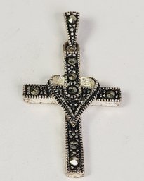 Vintage Sterling Silver And Marcasite Cross Pendant