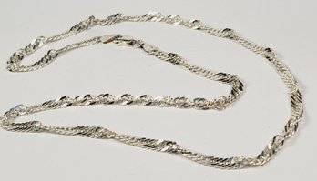 Beautiful Shiny Sterling Silver Diamond Cut Singapore / Twisted Curb Chain Necklace