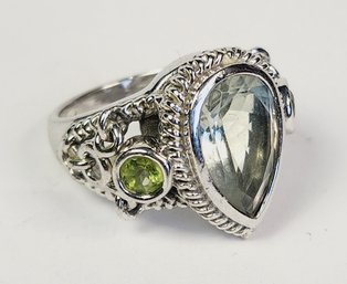 Vintage Atelier Anthony Nak Sterling Silver Green Amethyst & Peridot Cocktail Ring