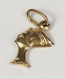 14k Yellow Gold Queen Nefertiti Bust Head Ancient Egyptian Double Sided Pendant / Charm