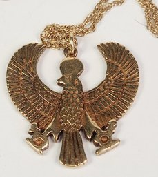 UNiQUE 14k Yellow Gold  Egyptian God Horus Royal Falcon Eagle Pendant & Curb Chain Link Necklace