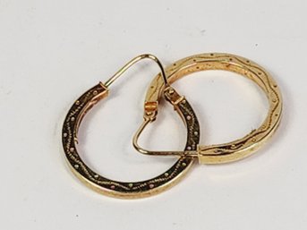 14k Yellow Gold Stylized Hoop Earrings