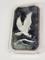 .999 Pure Silver 1 Troy Oz Bar With Eagle  And Gold Miner