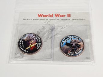 Colorized Painted Kennedy Half Dollars Pearl Harbor Battle Begins - 2 Coins