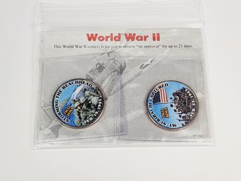 Colorized Painted Kennedy Half Dollars WW II Battle Of Iwo Jima - 2 Coins