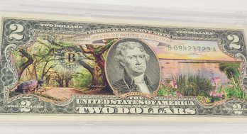 Bradford Exchange - $2 Dollar Bill - Colorized South Carolina Statehood Uncirculated Note In Slab