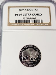 2005 S Bison Nickel PF69 Ultra Cameo PROOF  Graded   NGC Slab