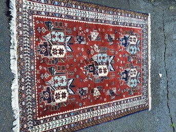 Vintage Hand-Tied Red KAZAK Rug- NO SHIPPING