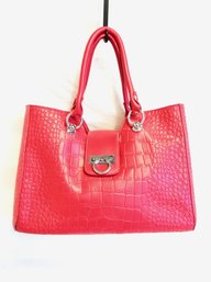 Vintage Large Cape Cod Leather Coral Satchel Handbag