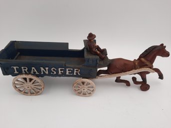 Vintage Cast Iron Toy 'TRANSFER' Wagon