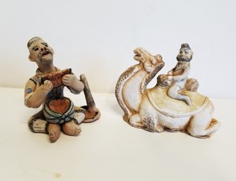 Set Of Two Handmade Terra Cotta Pottery Figurines