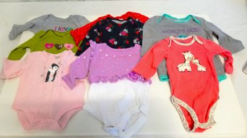 Lot Of 8 Baby Girls Long Sleeve Bodysuits With Snaps Sizes 3-6 Months (lot B)