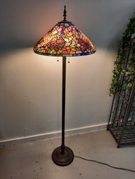 Contemporary Leaded Glass Floor Lamp Floral Pattern- NO SHIPPING