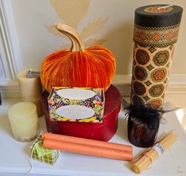 Assorted Simon Pearce Candles, Scented Bar Soap And Decor Items