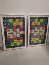 Unusual Vintage Floppy Disk Wall Art- A Matched Pair In Frame- NO SHIPPING