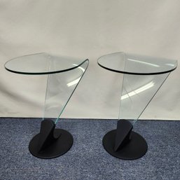 Rimadesio Sculptural Glass Pair Of Stands Postmodern