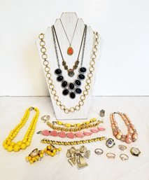 Mixed Lot Of Vintage Fashion Jewelry: Bracelets, Necklaces, Rings And More!