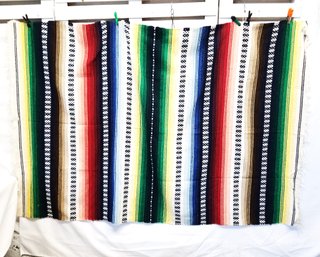 Large Authentic Colorful Striped Serape Mexican Blanket