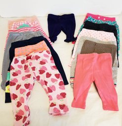 Lot Of 12 Baby Girls Various Style Leggings Sizes: Newborn -  6 Months  (lot G)