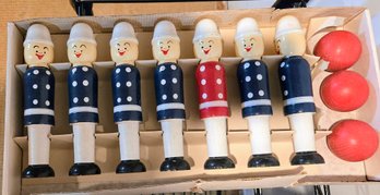 Vintage Set Of Wooden Soldier Skittles Bowling Pin Game