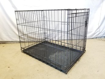 Large Metal Wire Foldable Dog Crate With Single Door And Tray