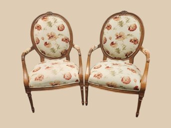 Century Furniture Upholstered  Floral Pair Of Chairs