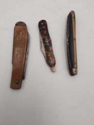 3 Early Pen Knives- 1 Advertising F. H. Allis & Company Of New Britain, CT