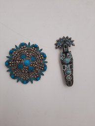 Vintage Native American Jewelry- 'Miracle' And Sunburst Costume Brooches