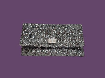 New Crabtree & Evelyn Sequined Silver Clutch