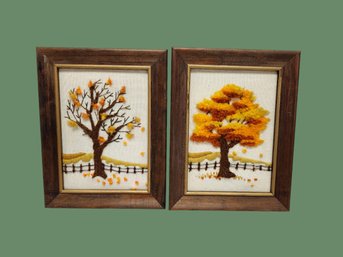 Vintage Fall Themed Needlepoint Pair