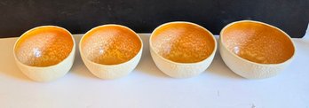 Set Of 4 Hand Signed Ceramic Cantaloupe Bowls