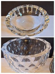 2 Heavy Crystal Bowls - 1 Orrefors With Notched Pattern & 1 Dimple Textured