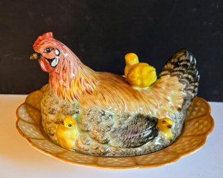 Dresden Novelty Hand Painted Chicken Egg Holder Or Eggery -MINT CONDITION