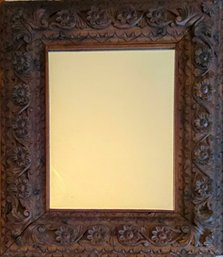 Mohagany? Hand-carved Antique Early 1900s  Dark Wood Mirror