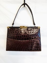 RARE Vintage Genuine Vassar Alligator Skin Swagger Handbag