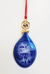 Royal Copenhagen 1995 Porcelain Tear Drop Christmas Ornament MANOR HOUSE With Box