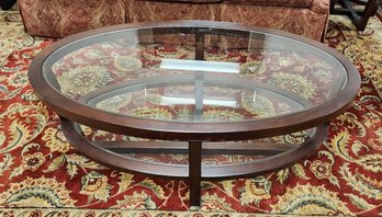 Oval & Wood Glass Coffee Table