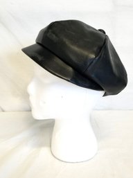 Cool Vintage 1965 Black Leather 'beatles Cap' Hat