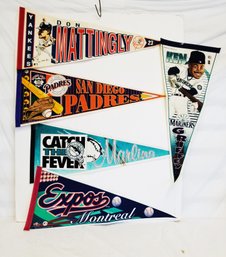 Vintage Lot Collectible Major League Baseball Felt Pennants & New York Yankee Magazine