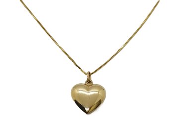 14kt Yellow Gold Puffy Heart Pendant Necklace