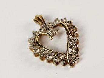 Vintage Small 10k Yellow Gold Studded Heart Pendant