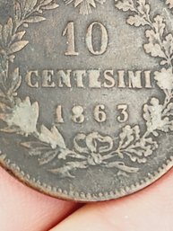 1863 Foreign Coin Italy 10 Centimes