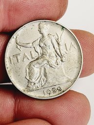 1922 Italian Foreign Coin One Lira